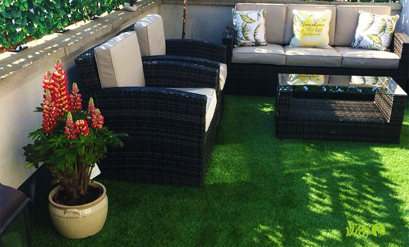 Artificial grass on the terrace